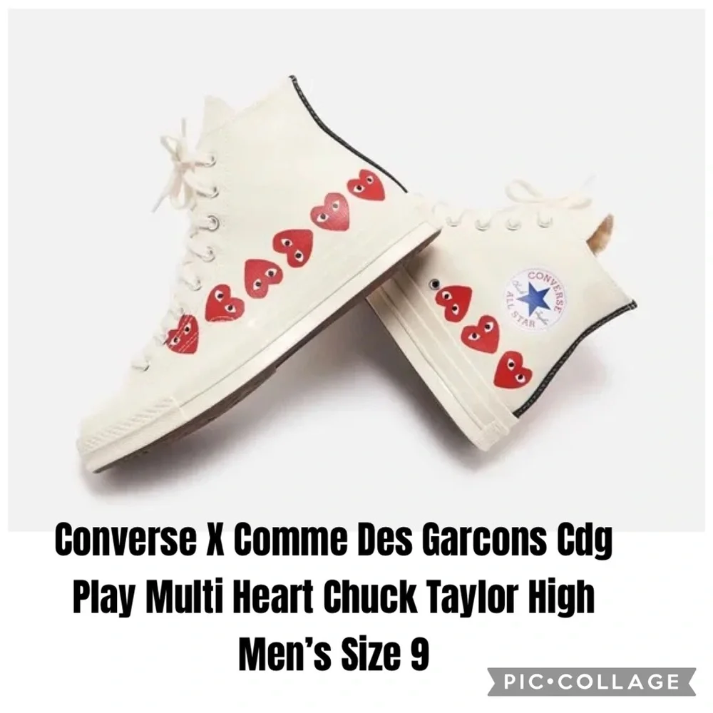 Converse X Comme Des Garcons Cdg Play Multi Heart Chuck Taylor High Men’s Size 9